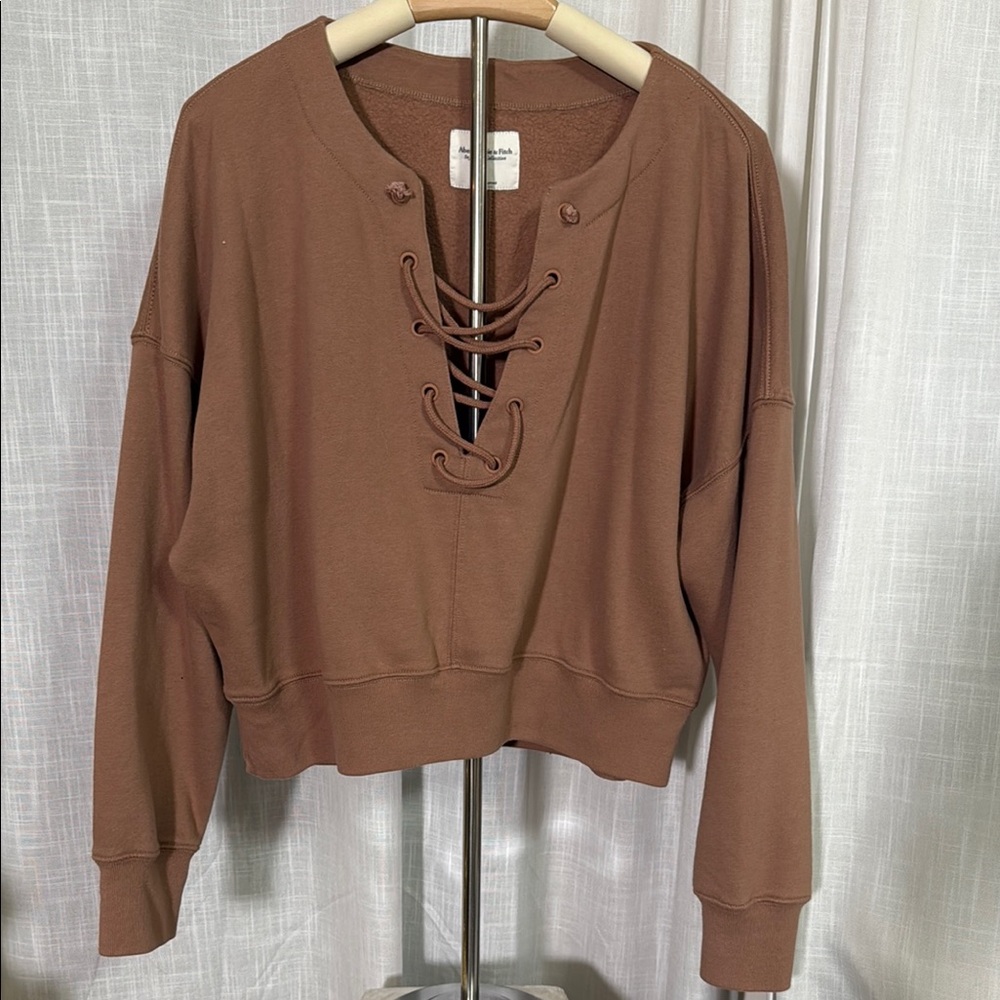 Abercrombie & Fitch Brown Relaxed Crop Hoodie